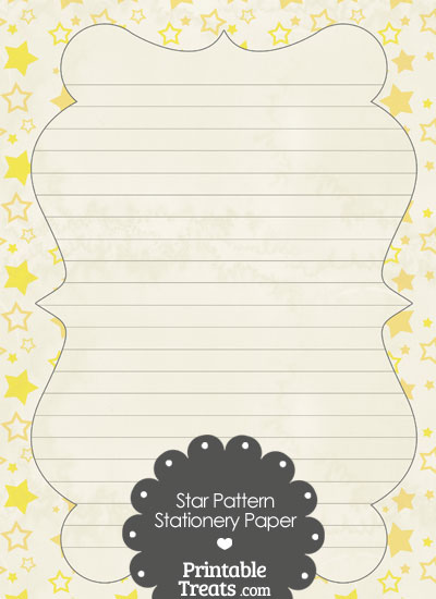 Vintage Yellow Star Pattern Stationery Paper from PrintableTreats.com