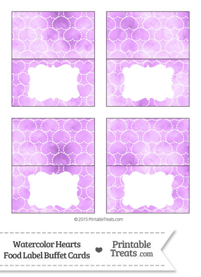 Violet Watercolor Hearts Food Labels from PrintableTreats.com