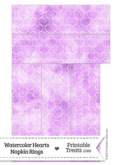 Violet Watercolor Hearts Napkin Rings from PrintableTreats.com