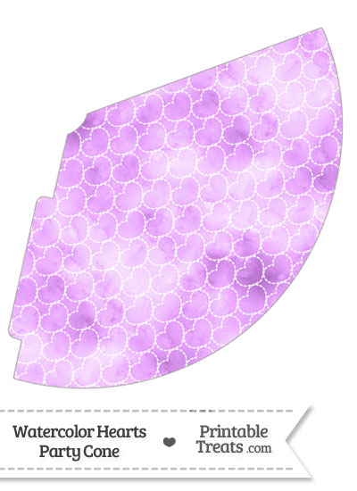 Violet Watercolor Hearts Party Cone from PrintableTreats.com