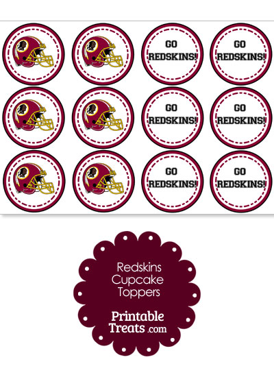 Washington Redskins Cupcake Toppers from PrintableTreats.com