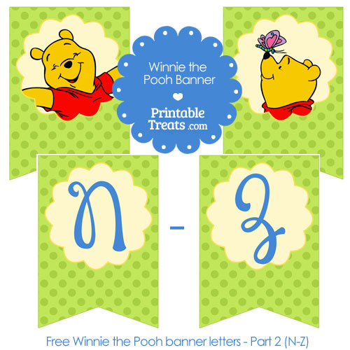 printable Winnie the Pooh bunting banner letters N-Z