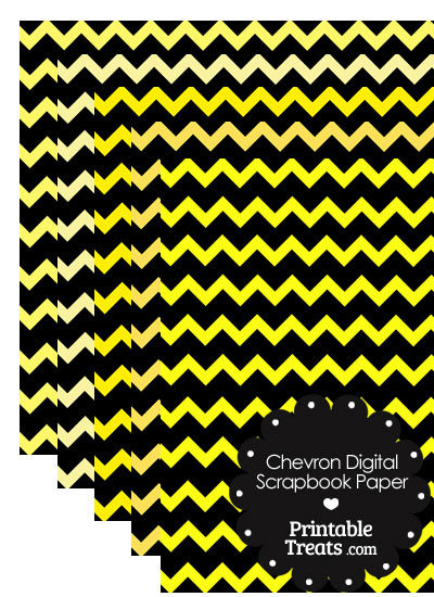 Yellow and Black Chevron Digital Scrapbook Paper from PrintableTreats.com