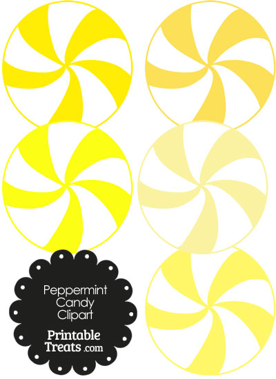 Yellow and White Peppermint Candy Clipart from PrintableTreats.com