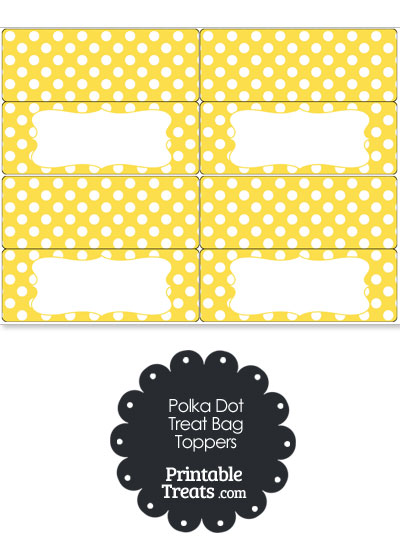 Yellow and White Polka Dot Treat Bag Toppers from PrintableTreats.com