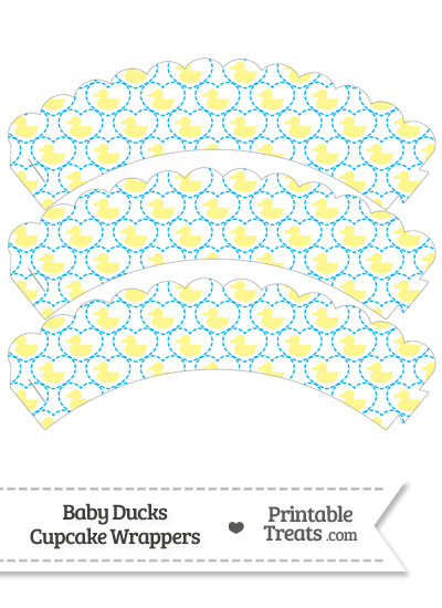 Yellow Baby Ducks Scalloped Cupcake Wrappers from PrintableTreats.com