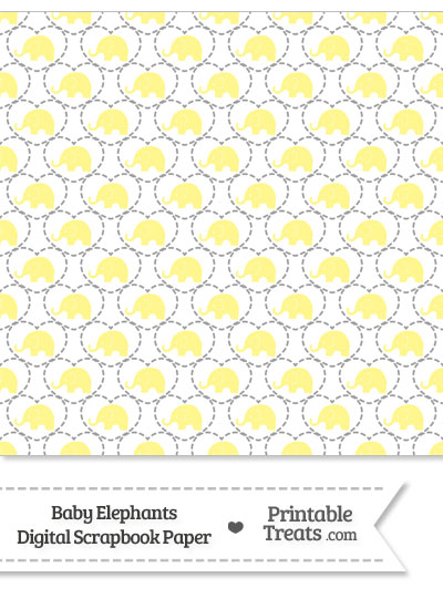 Yellow Baby Elephants Digital Scrapbook Paper from PrintableTreats.com