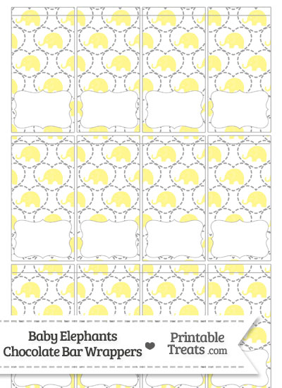 Yellow Baby Elephants Mini Chocolate Bar Wrappers from PrintableTreats.com