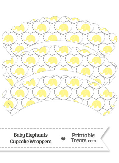 Yellow Baby Elephants Scalloped Cupcake Wrappers from PrintableTreats.com