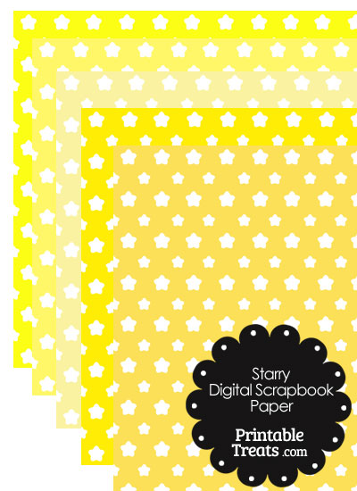 Yellow Background Star Digital Scrapbook Paper from PrintableTreats.com