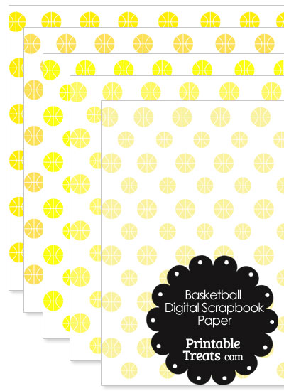 Yellow Basketball Digital Scrapbook Paper from PrintableTreats.com