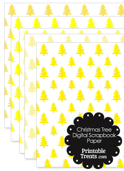 Yellow Christmas Tree Digital Scrapbook Paper from PrintableTreats.com