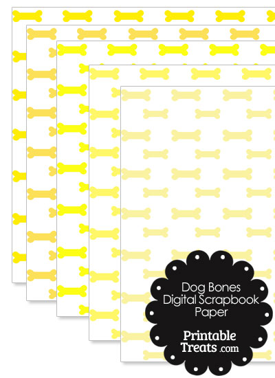 Yellow Dog Bone Digital Scrapbook Paper from PrintableTreats.com
