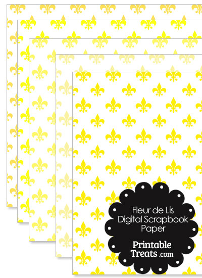 Yellow Fleur de Lis Digital Scrapbook Paper from PrintableTreats.com