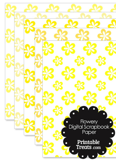 Yellow Flower Digital Scrapbook Paper from PrintableTreats.com