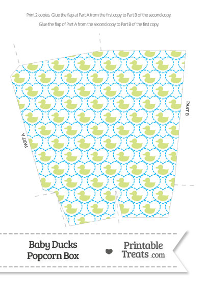 Yellow Green Baby Ducks Popcorn Box from PrintableTreats.com