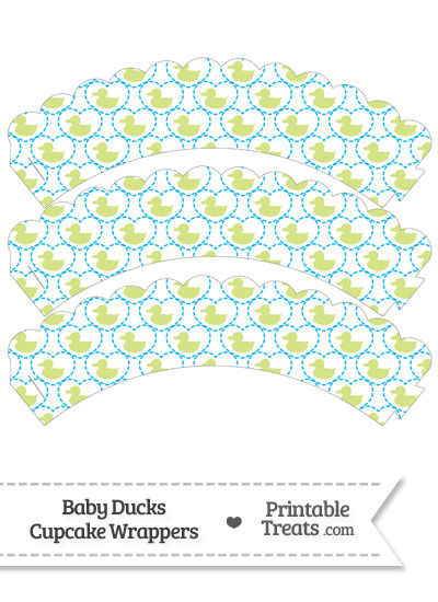 Yellow Green Baby Ducks Scalloped Cupcake Wrappers from PrintableTreats.com