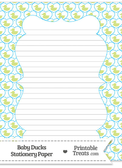 Yellow Green Baby Ducks Stationery Paper from PrintableTreats.com