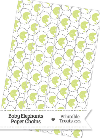 Yellow Green Baby Elephants Paper Chains from PrintableTreats.com