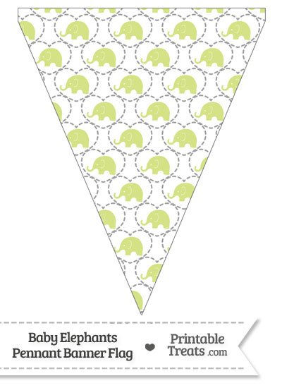 Yellow Green Baby Elephants Pennant Banner Flag from PrintableTreats.com