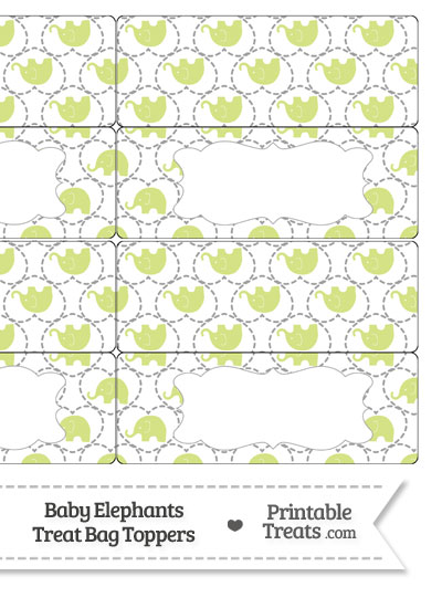 Yellow Green Baby Elephants Treat Bag Toppers from PrintableTreats.com
