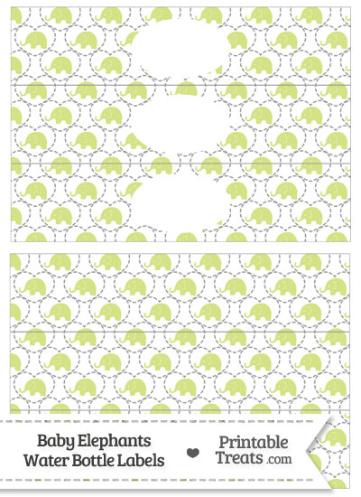 Yellow Green Baby Elephants Water Bottle Wrappers from PrintableTreats.com