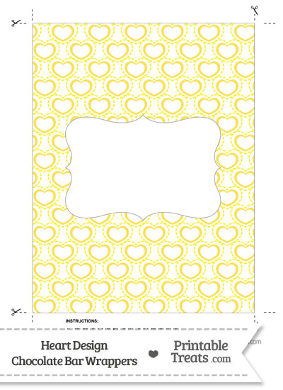 Yellow Heart Design Chocolate Bar Wrappers from PrintableTreats.com