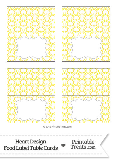 Yellow Heart Design Food Labels from PrintableTreats.com
