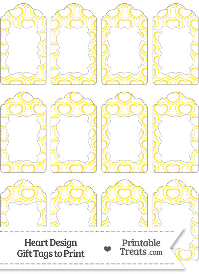 Yellow Heart Design Gift Tags from PrintableTreats.com