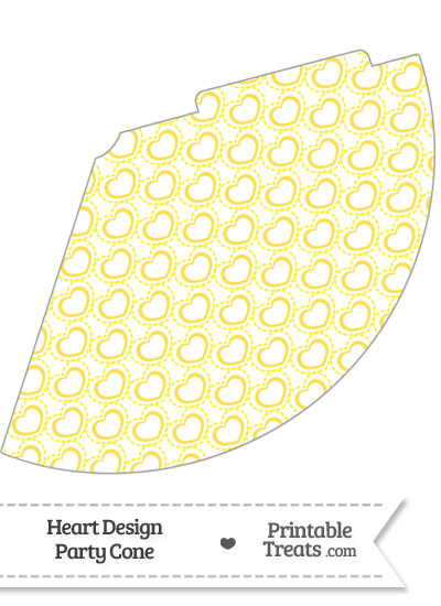 Yellow Heart Design Party Cone from PrintableTreats.com