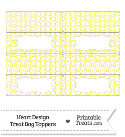 Yellow Heart Design Treat Bag Toppers from PrintableTreats.com