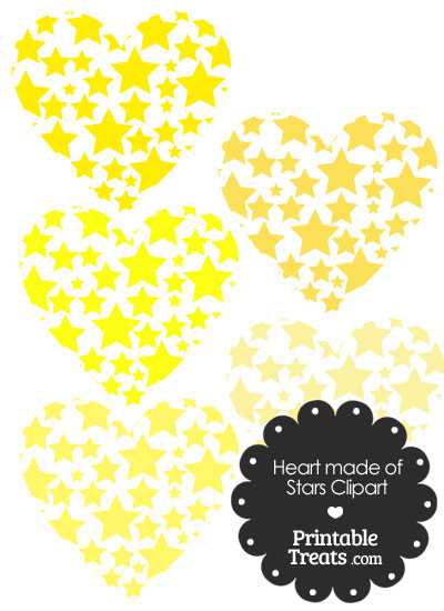 Yellow Heart Made of Stars Clipart from PrintableTreats.com