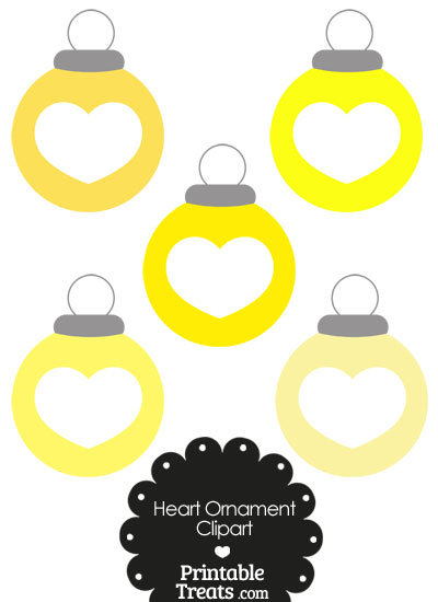 Yellow Heart Ornament Clipart from PrintableTreats.com