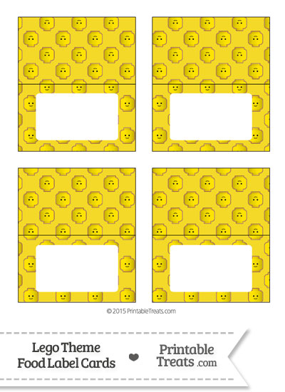 Yellow Lego Theme Food Label Buffet Cards from PrintableTreats.com