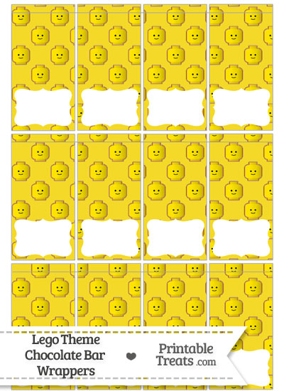 Yellow Lego Theme Mini Chocolate Bar Wrappers from PrintableTreats.com