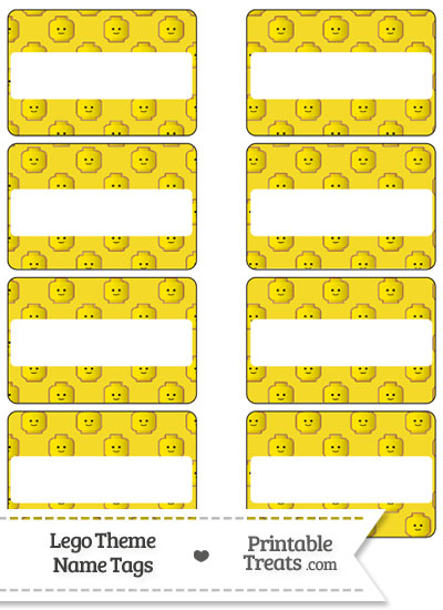 Yellow Lego Theme Name Tags from PrintableTreats.com