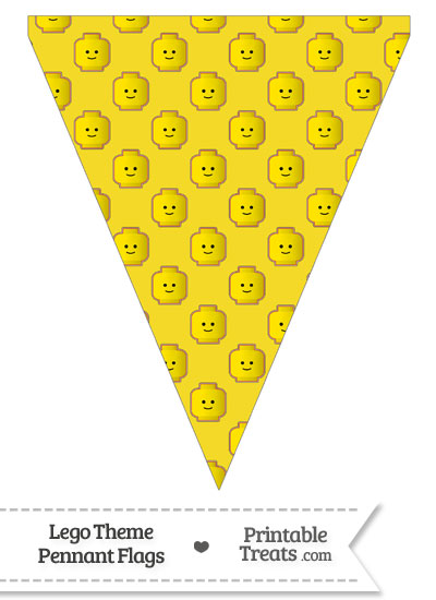 Yellow Lego Theme Pennant Banner Flag from PrintableTreats.com