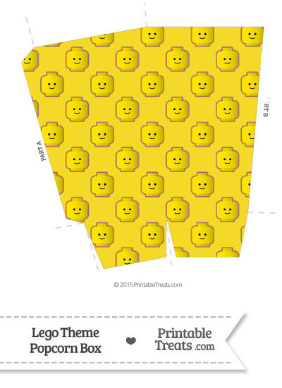Yellow Lego Theme Popcorn Box from PrintableTreats.com