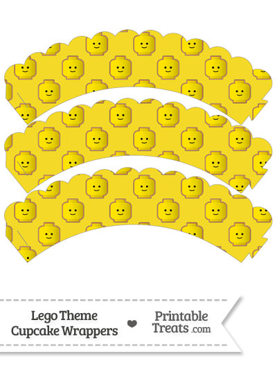 Yellow Lego Theme Scalloped Cupcake Wrappers from PrintableTreats.com