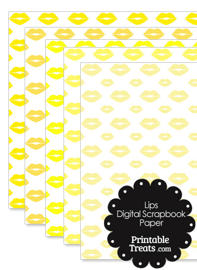 Yellow Lips Digital Scrapbook Paper from PrintableTreats.com