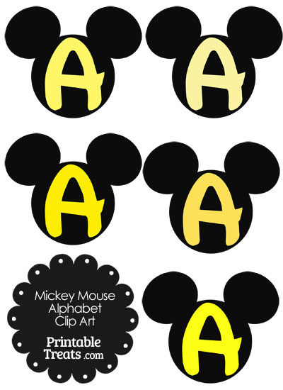 Yellow Mickey Mouse Head Letter A Clipart from PrintableTreats.com