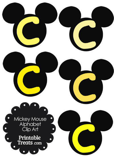 Yellow Mickey Mouse Head Letter C Clipart from PrintableTreats.com