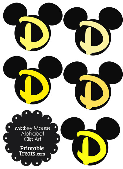 Yellow Mickey Mouse Head Letter D Clipart from PrintableTreats.com