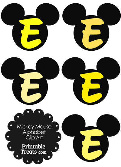 yellow mickey mouse head letter e clipart printable treatscom