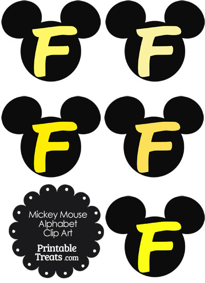 Yellow Mickey Mouse Head Letter F Clipart from PrintableTreats.com