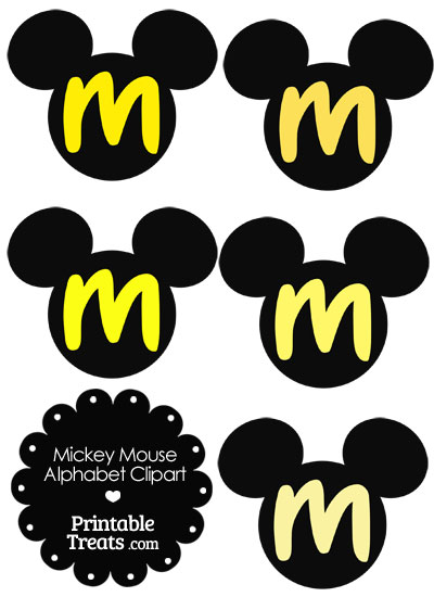 Yellow Mickey Mouse Head Letter M Clipart from PrintableTreats.com