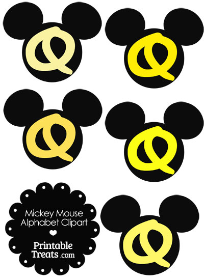 Yellow Mickey Mouse Head Letter Q Clipart from PrintableTreats.com