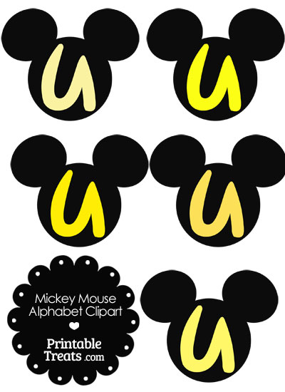 Yellow Mickey Mouse Head Letter U Clipart from PrintableTreats.com