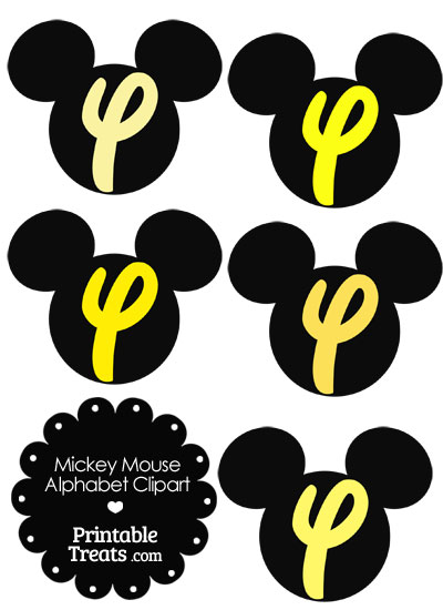 Yellow Mickey Mouse Head Letter Y Clipart from PrintableTreats.com