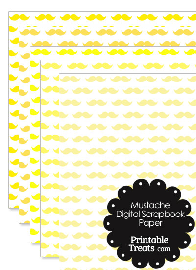 Yellow Mustache Digital Scrapbook Paper from PrintableTreats.com